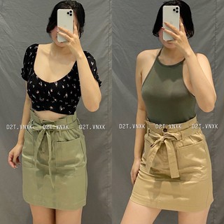Chân váy kaki kèm belt blu pepper vnxk
