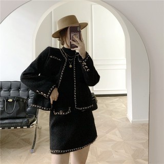 Sét áo dạ - chân váy a phối xích by august design