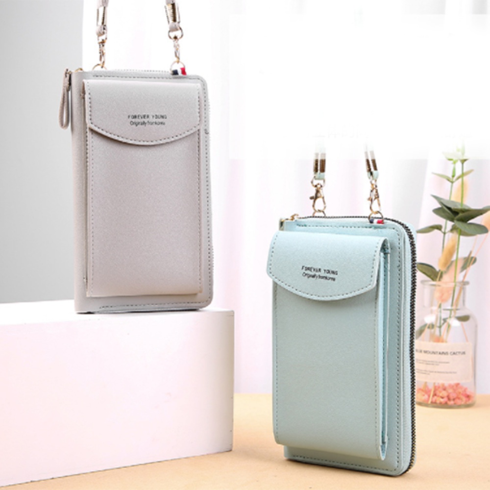 Túi da đeo vai có dây kéo 7 màu