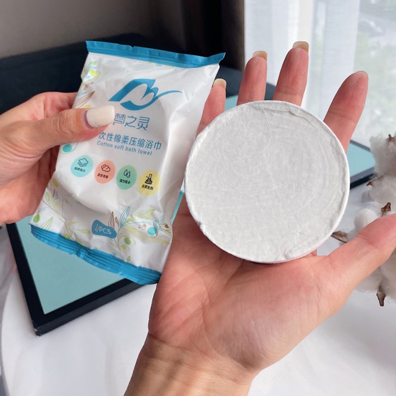 Khăn Tắm Viên Nén Du Lịch Cotton  - Khăn tắm nén cotton dùng 1 lần tiện lợi Fasola