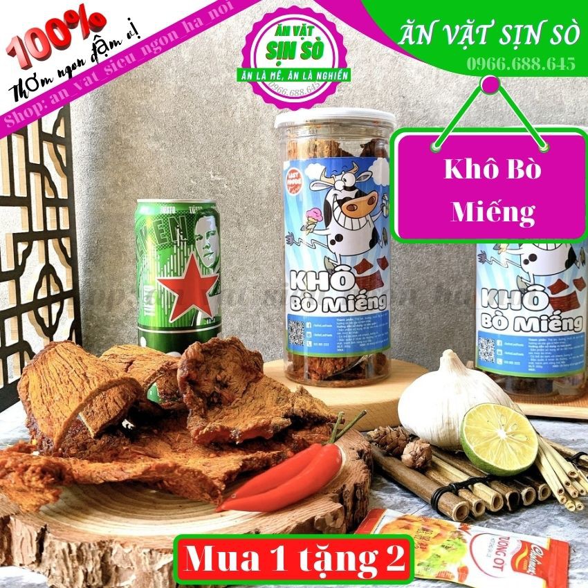 300gr Khô bò Miếng cực ngon Tiệm Ăn Vặt nhà SÒ, Khô Bò miếng cay cay Tiệm đồ Ăn Vặt SỊN SÒ Thơm Ngon Đậm Vị