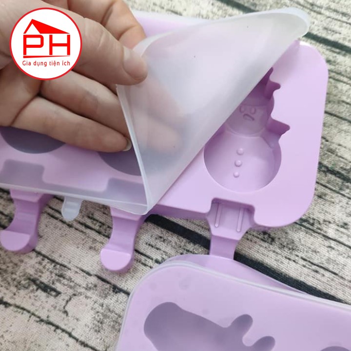 Khuôn kem silicon hình Cute  + Tặng kem 50 que gỗ  - Gia dụng Phước Hòa