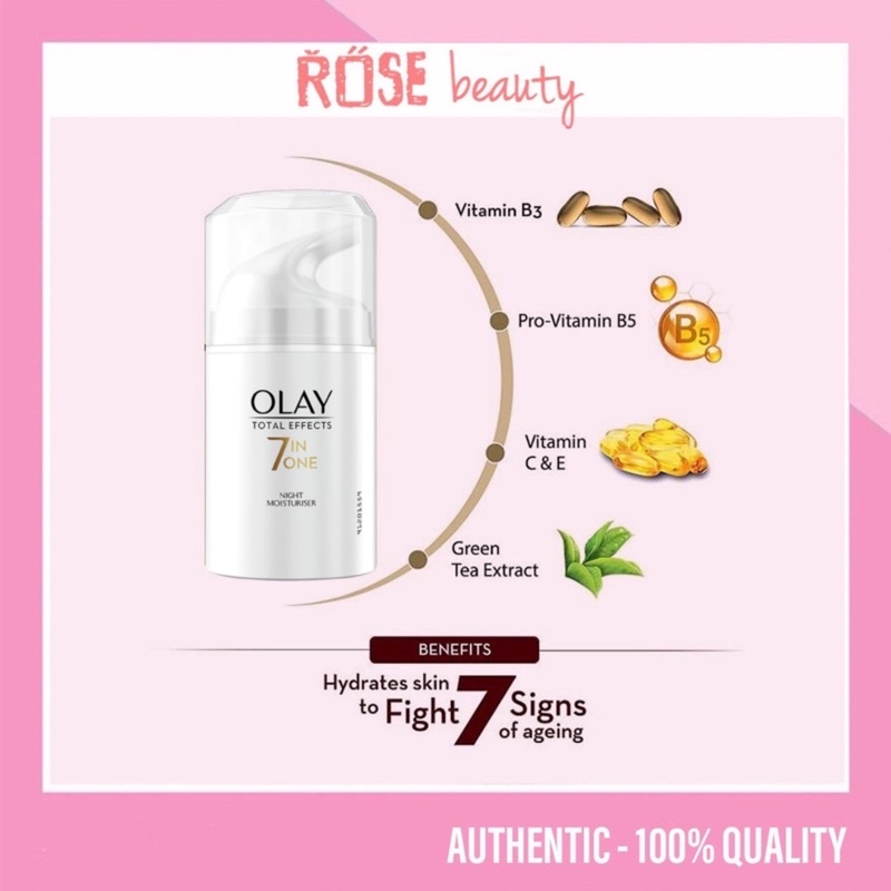 Kem dưỡng ẩm Olay Total Effects 7 In 1 Night cream chống lão hóa mềm mịn da 50ml - RoseBeauty