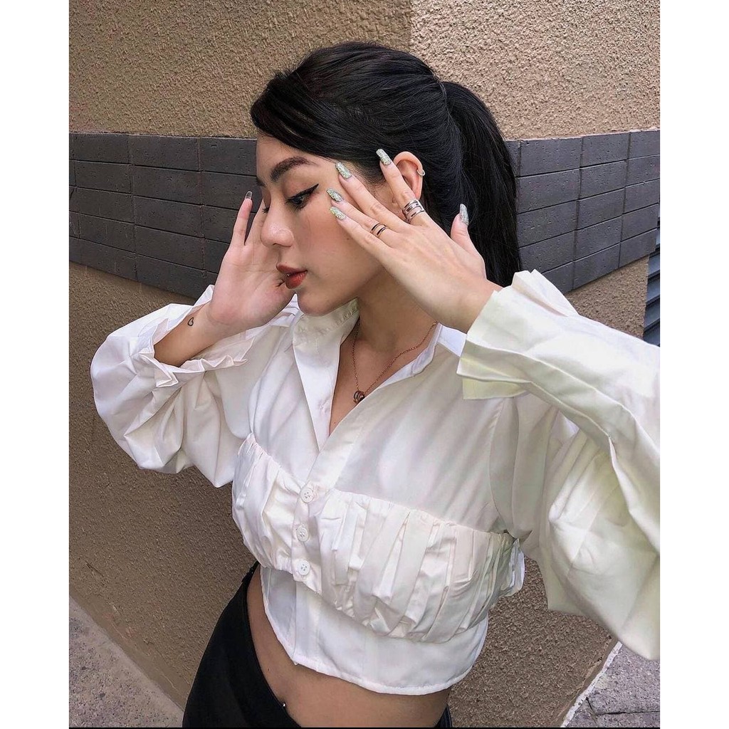 Set Áo Ống + Áo Sơ Mi Croptop (TRẮNG)
