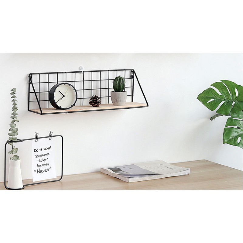 Kệ dán tường để đồ, Kệ Sắt Đáy Gỗ ,Trang Trí Nhà Cửa ,Decor Phòng, Giá Để Đồ Treo Tường Đa Năng Tặng Đinh, Miếng Dán