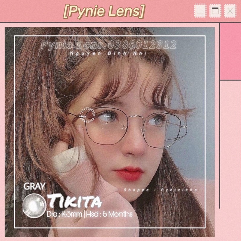 🦋 ℒℯ𝓃𝓈 𝒯𝒾𝓀𝒾𝓉𝒶 𝒢𝓇𝒶𝓎 🦋 Kính áp tròng màu xám khói viền trơn vân đá lên mắt bật tone tây siêu xinh | Pynielens ✨