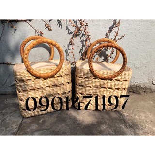 Giỏ lục bình vuông quai mây