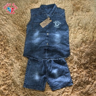 Bộ quần áo bò trẻ em xuân hè 2019 nhạt