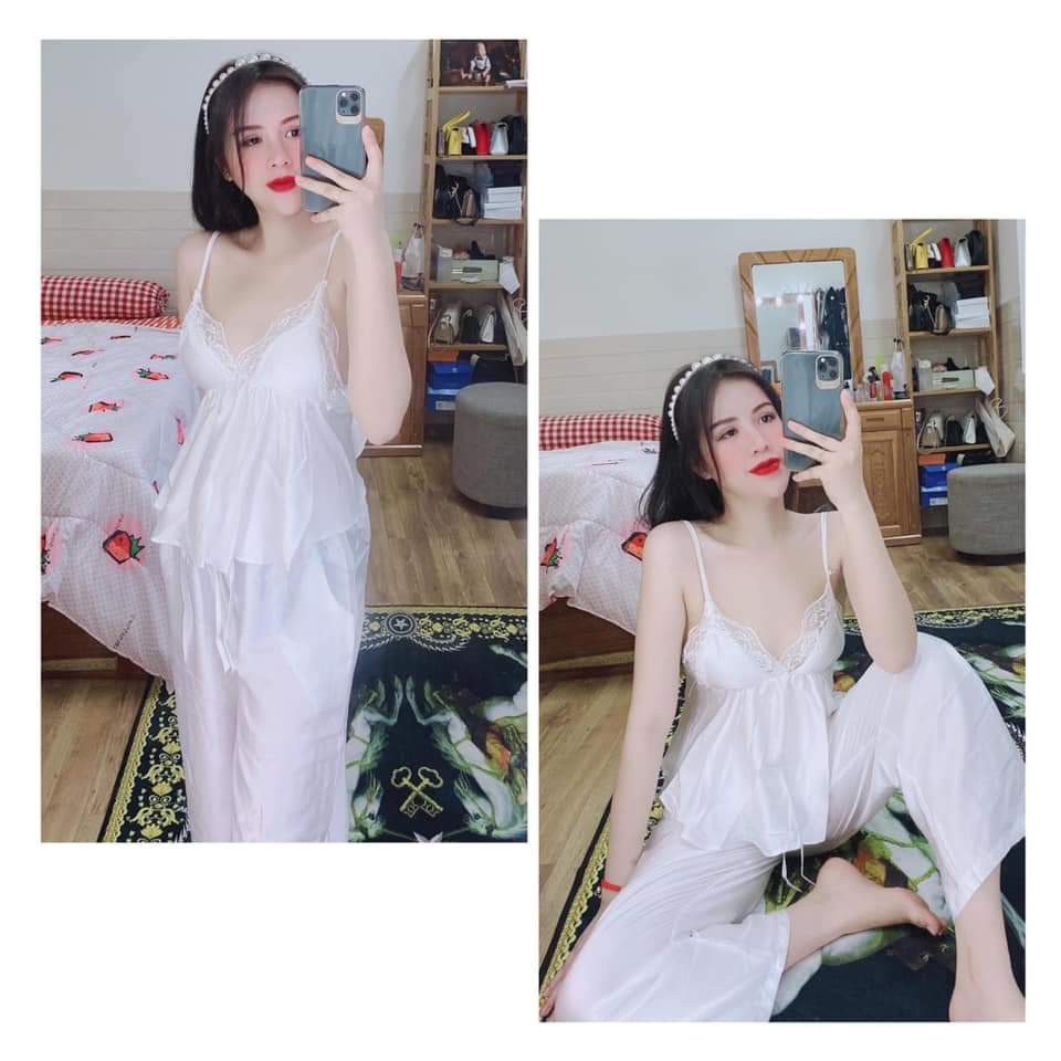 Đồ ngủ sexy ❣️❣️FREE SHIP❣️❣️ Bộ dài cột dây có mút <65kg | BigBuy360 - bigbuy360.vn