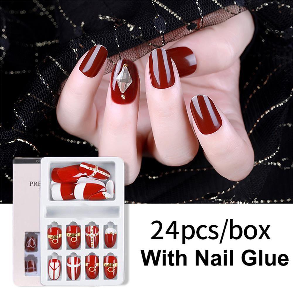 Set 24 Móng Tay Giả Có Thể Tháo Rời