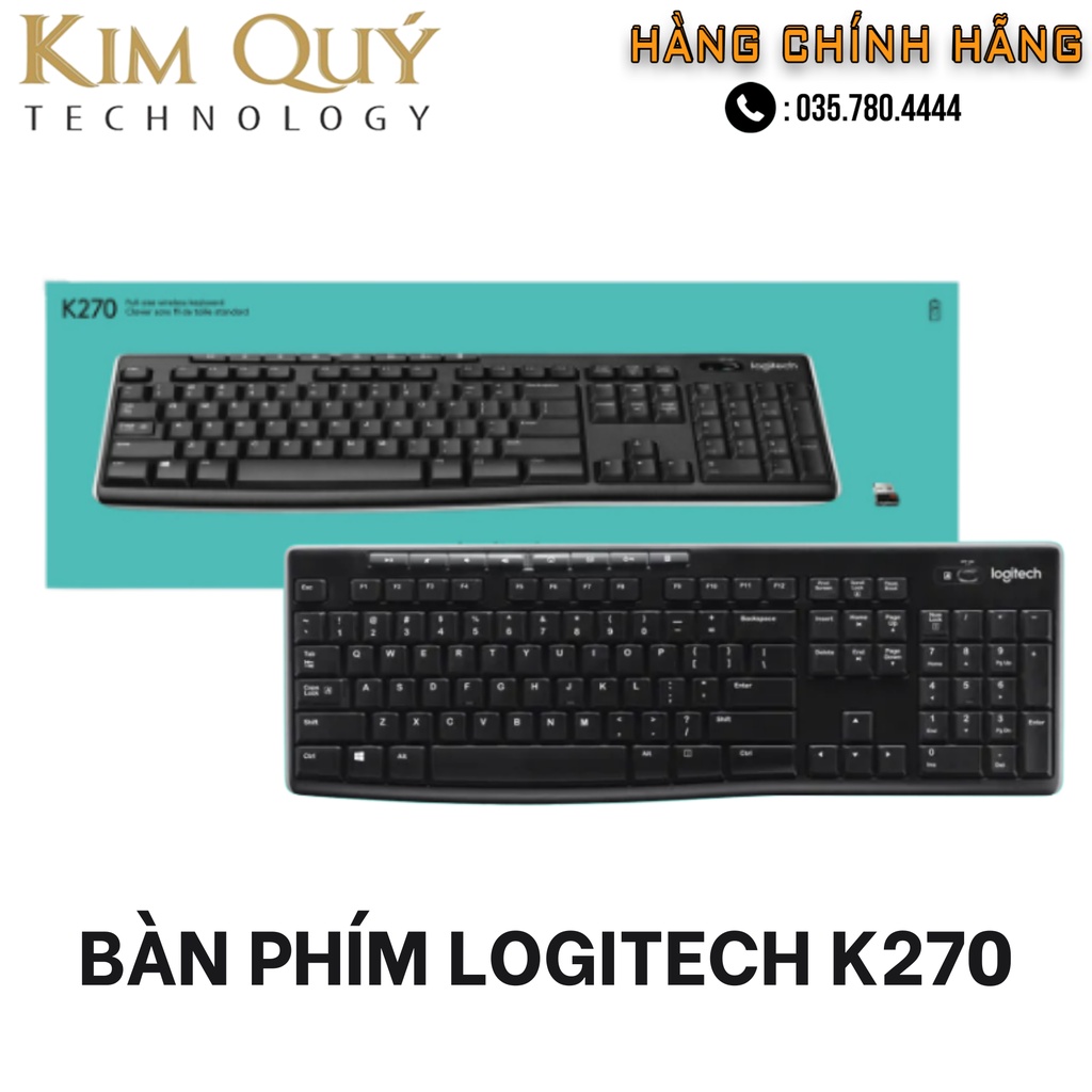 Bàn phím không dây Logitech Keyboard K270 - HÀNG CHÍNH HÃNG -  BH 12 THÁNG