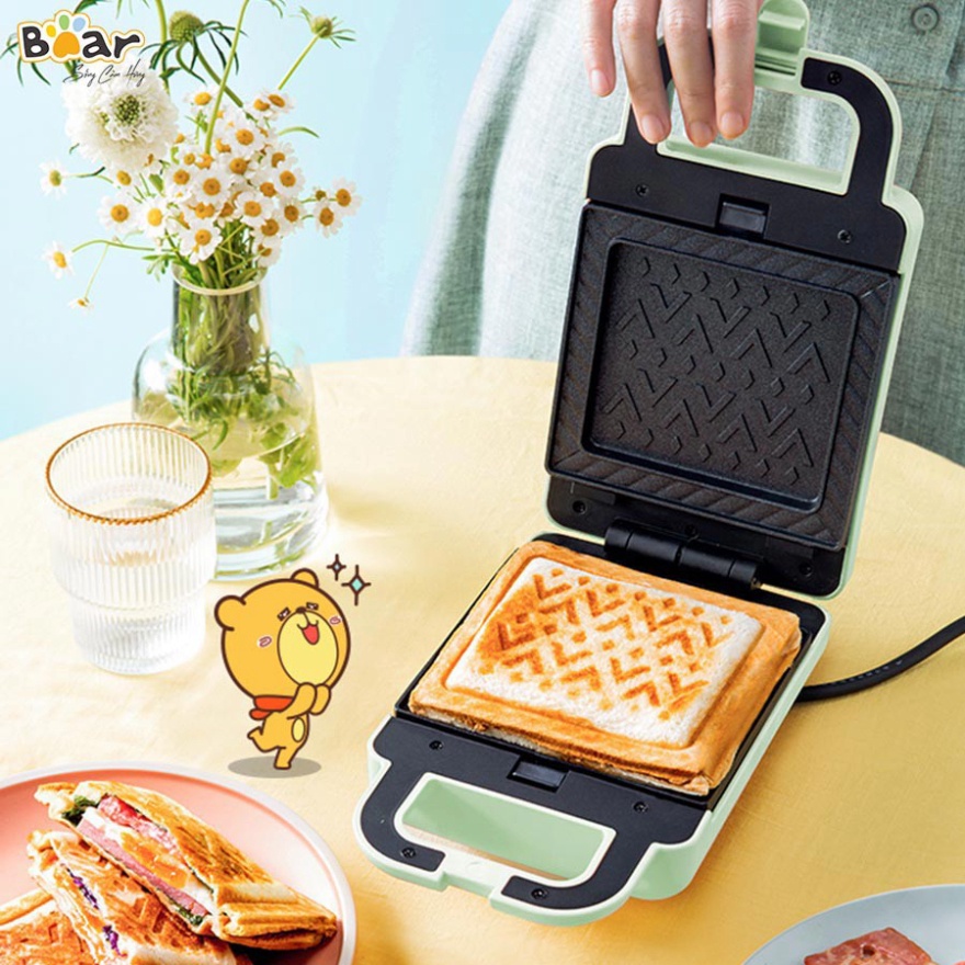 Máy nướng bánh mì kẹp nướng bánh Sandwich làm bánh Waffle, rán trứng xúc xích Bear DBC-P06N2 (Bảo hành 18 tháng)