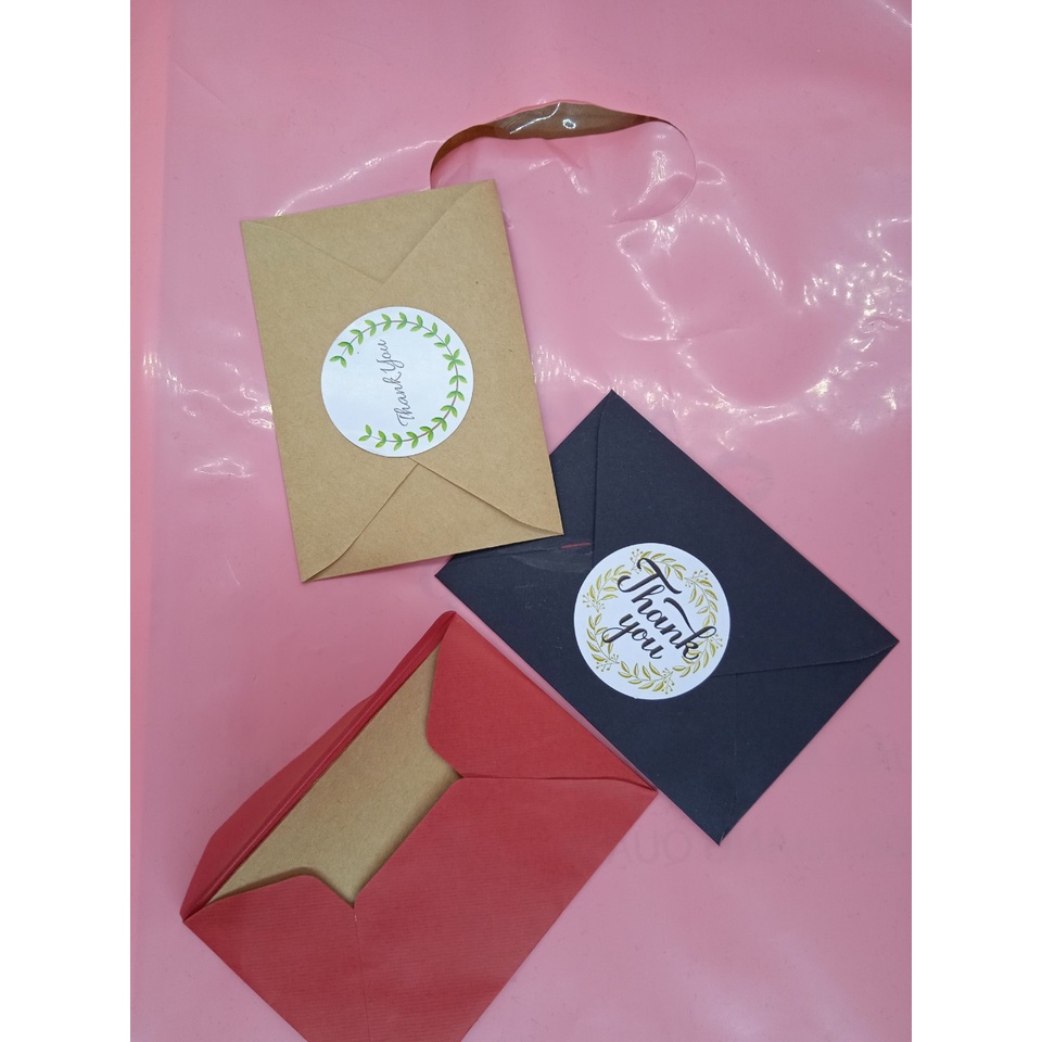 Bao thư giấy Kraft, phong bì vintage kích thước A7 10x7cm Tặng Sticker