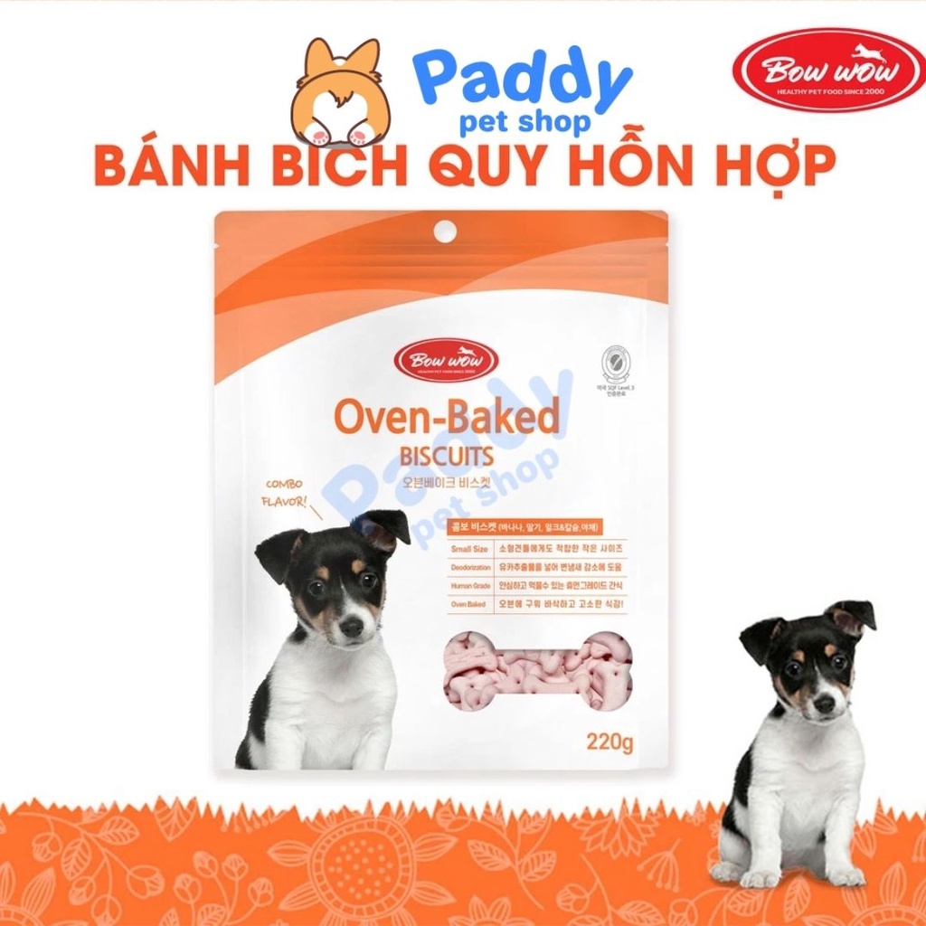 Bánh Quy BowWow Oven-Baked Biscuits Snack Cho Chó (220g)