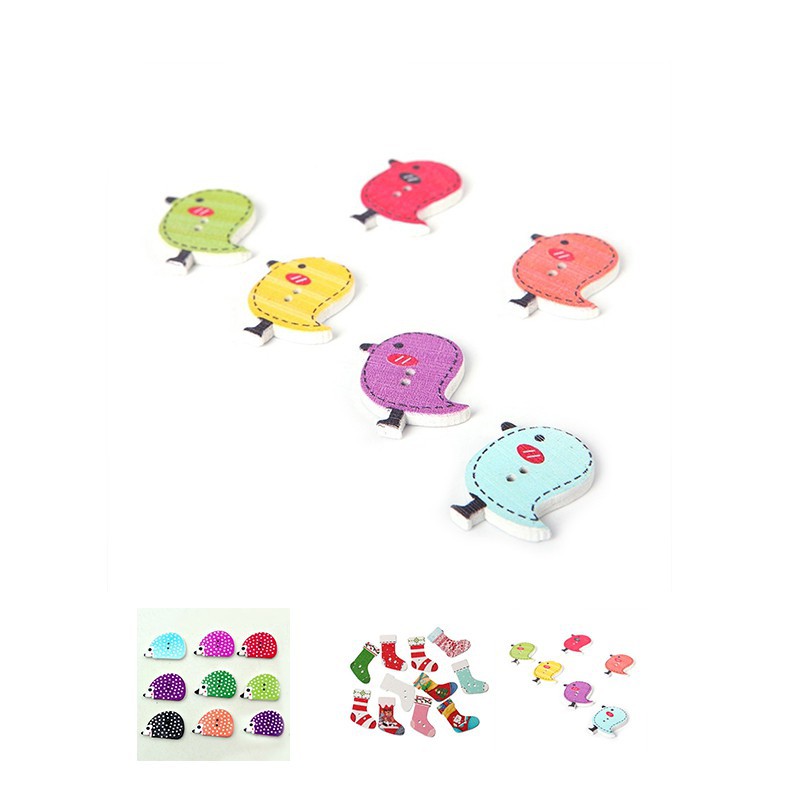 Bộ 50 nút gỗ trang trí hình nhím