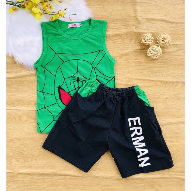 🍭 Bộ thun cotton quần giả jean bé trai từ 25-50kg