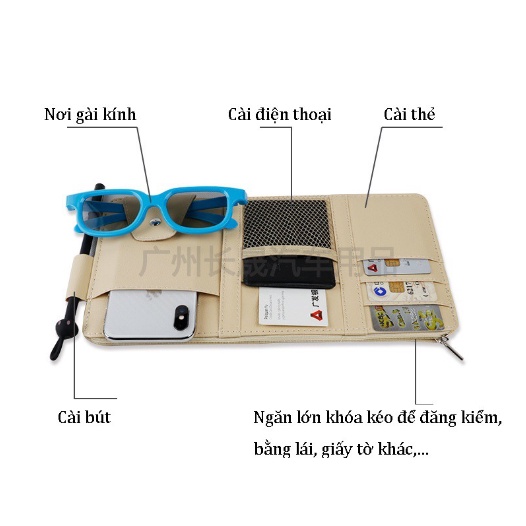 Ví ĐĂNG KIỂM bằng da cài tấm chắn nắng loại to để được đăng kiểm bút thẻ kính đa năng