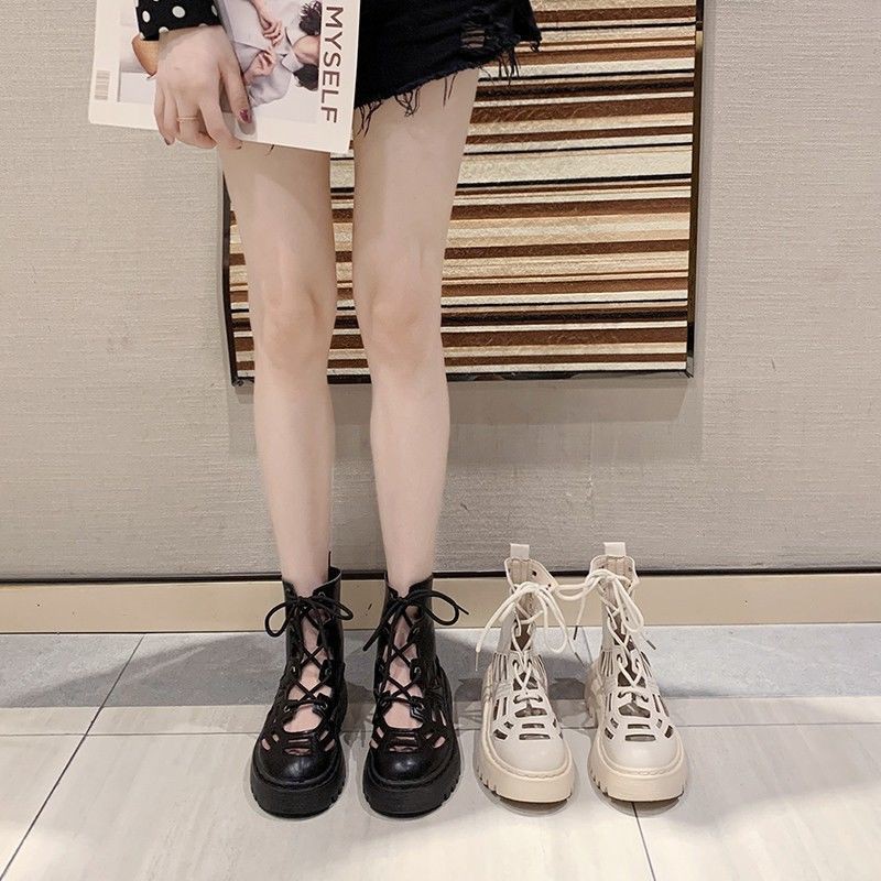 Giày Bốt Martin Mỏng Thoáng Khí Màu Đen Phong Cách Anh Quốc Cá Tính Cho Nữ | BigBuy360 - bigbuy360.vn