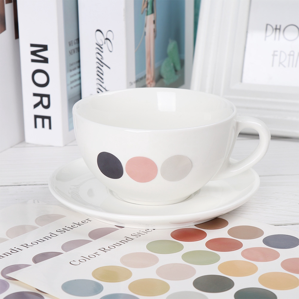 Set 1/5 tấm sticker hình tròn trơn màu trang trí sổ tay