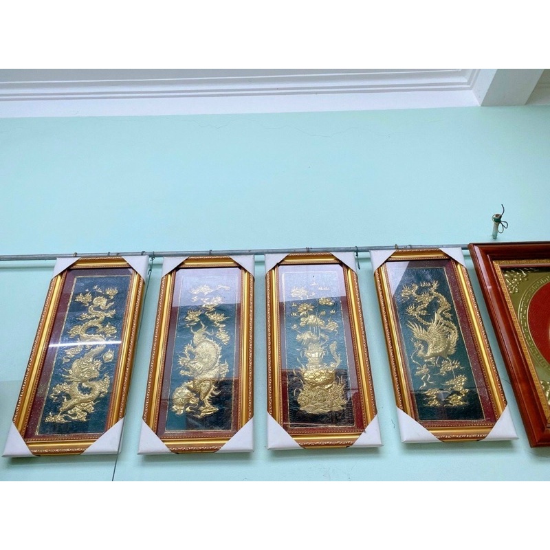 Tranh tứ quý rông hv cao 70 cm ngang 35 cm chất liệu bằng đồng nguyên chất hàng làm thủ công tay bảo hành trọn đời 100%