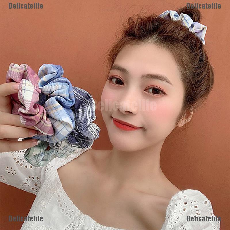 [Delicatelife] Korean Lattice Elastic Hair Bands Hair Rope Ponytail Holder JK Hair Accessories