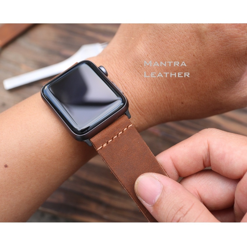 Dây Đồng Hồ Da Bò Sáp Handmade Thay Thế Cho đồng hồ apple watch Full size