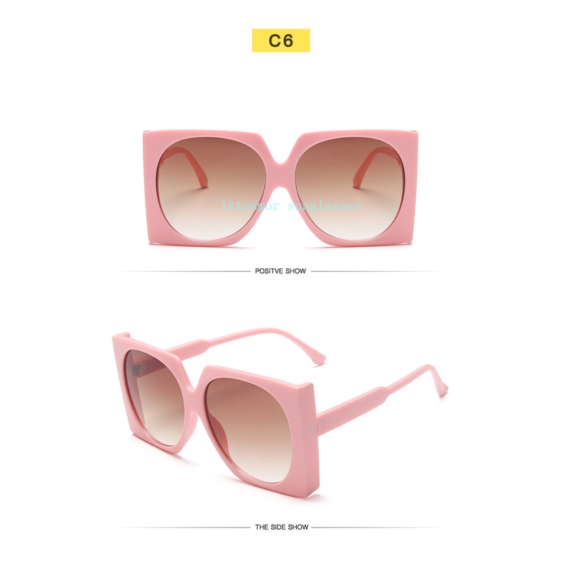 NEW Kính Mát Gọng Vuông Lớn Chống Tia Cực Tím Phong Cách Châu Âu