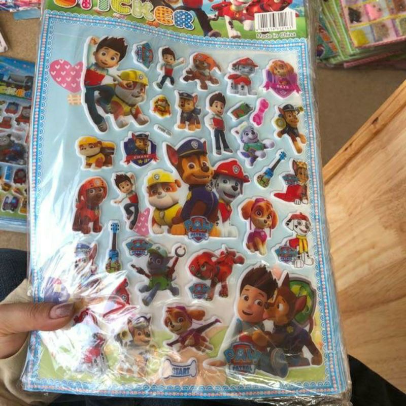 dán sticker nổi 3D to, nhiều chi tiết[ kèm tranh tô màu] bằng nhựa trang trí dụ