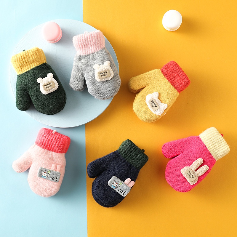 Găng Tay Len Mềm Mại Hình Động Vật Đáng Yêu Cho Bé