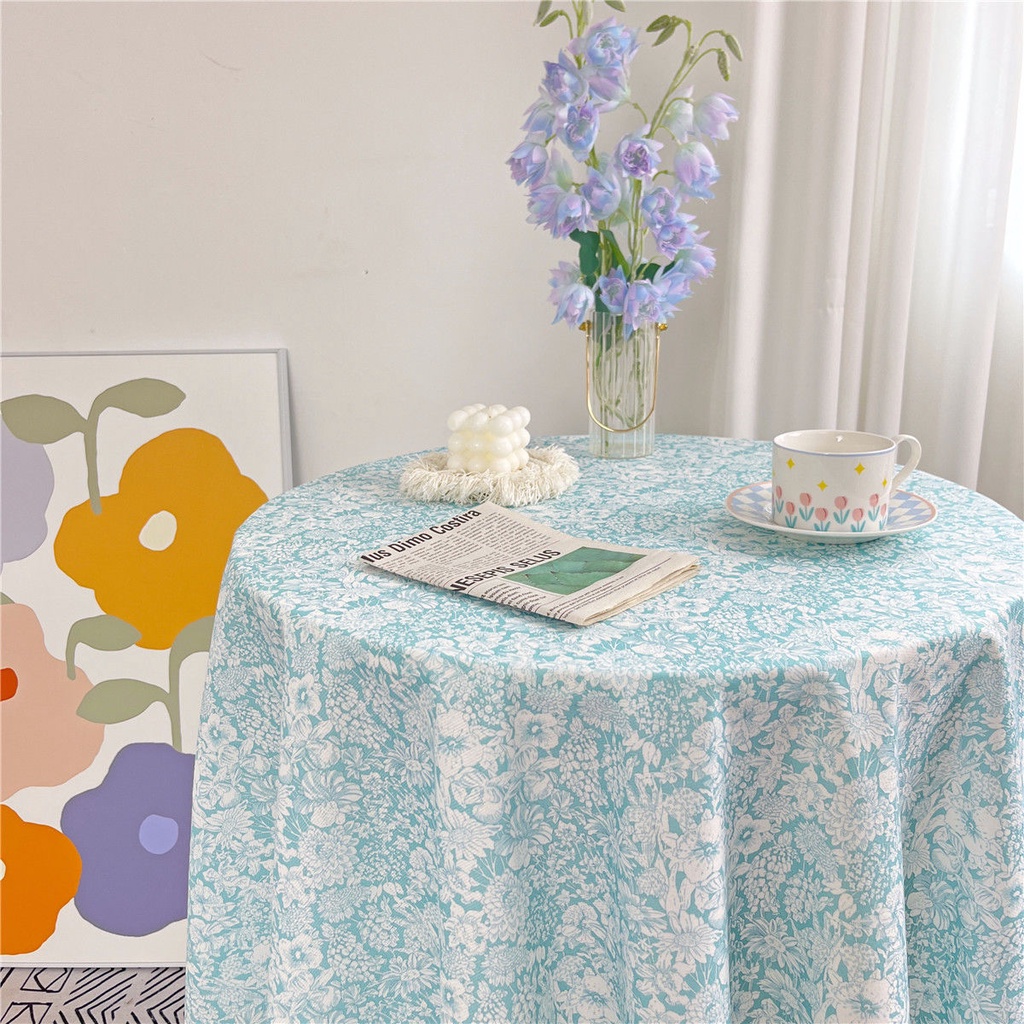 Khăn Trải Bàn Hình Vuông / Tròn Họa Tiết Hoa Chất Liệu Flannel Cao Cấp