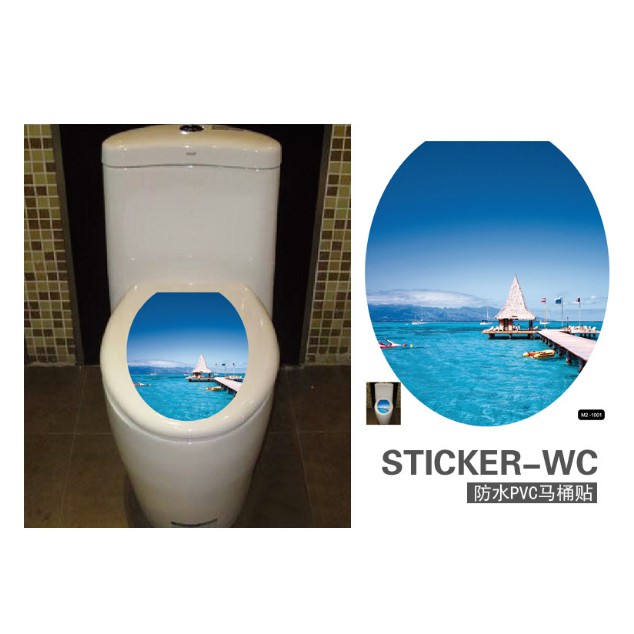 Decal trang trí Toilet cao cấp - Bãi biển lớn