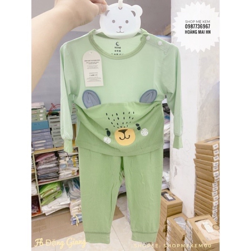 Bộ dài tay vải bamboo cho bé mặc điều hoà