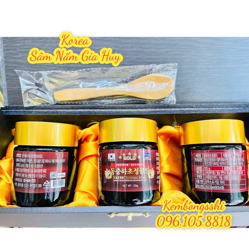 Cao Đông Trùng Hạ Thảo GOLD Hộp Gỗ Đen 3 lọ Hàn Quốc