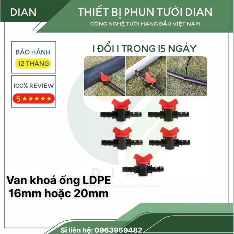 Van Khoá Ống LDPE 16mm hoặc 20mm