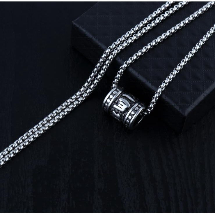 Vòng cổ Mặt Hình Trụ Bằng Thép Không Gỉ Thời Trang Cho Nam Và Nữ