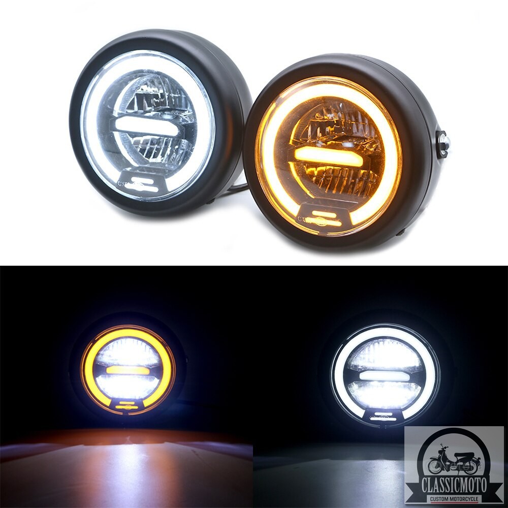 Đèn pha led ⭐𝑭𝑹𝑬𝑬𝑺𝑯𝑰𝑷⭐  Đèn pha led xe máy class độ Harley Cafe Racer Chopper Bobber CG125 GN125