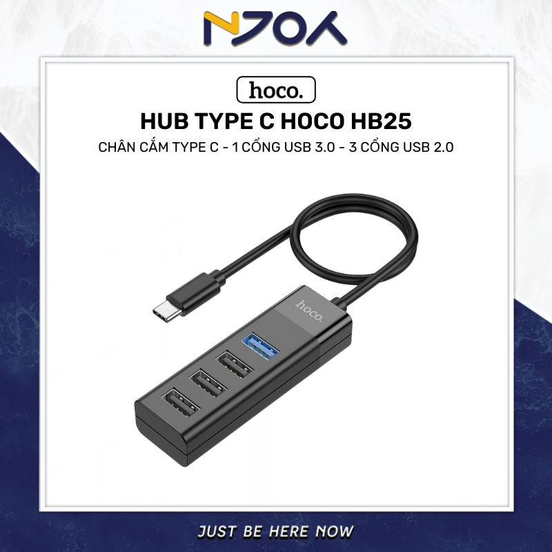 Hub Type C HOCO Hb25 4 Cổng Usb 1 Usb 3.0/3 Usb 2.0 Vật Liệu Tpe Cao Cấp Cho Máy Tính Laptop Ipad Macbook Njoyshop