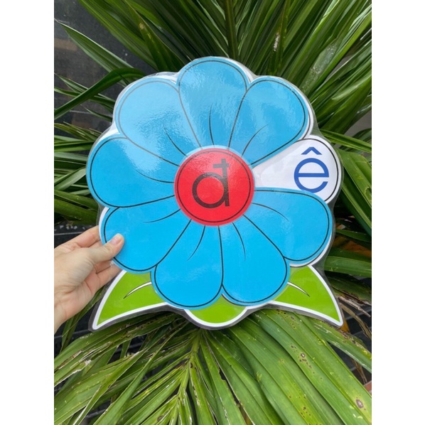 Hoa xoay đánh vần 9 cánh-Màu sắc tươi, Ép plastic toàn bộ cho bé nhanh biết đọc