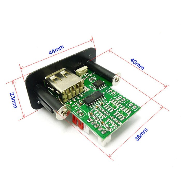 Bộ giải mã MP3 mini 5V12V. Gồm Đầu đọc thẻ USB, Bộ khuếch đại âm thanh được cài đặt Máy nghe nhạc MP3 MP4