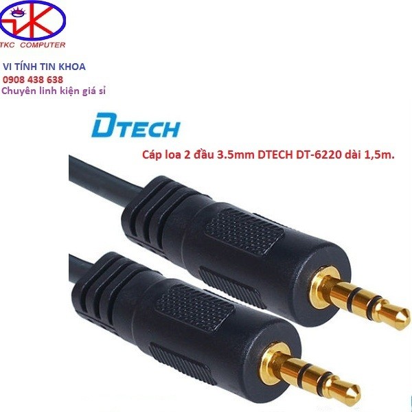 [Mã ELORDER5 giảm 10k đơn 20k] Cáp loa 2 đầu 3.5mm DTECH DT-6220 dài 1,5m.