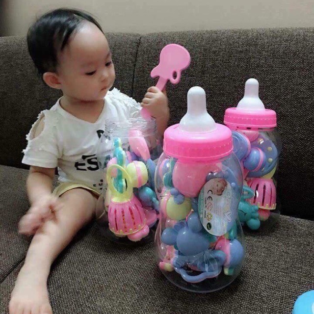 Bộ Xúc Xắc Bình Sữa 9 Món Baby Toys Cho Bé