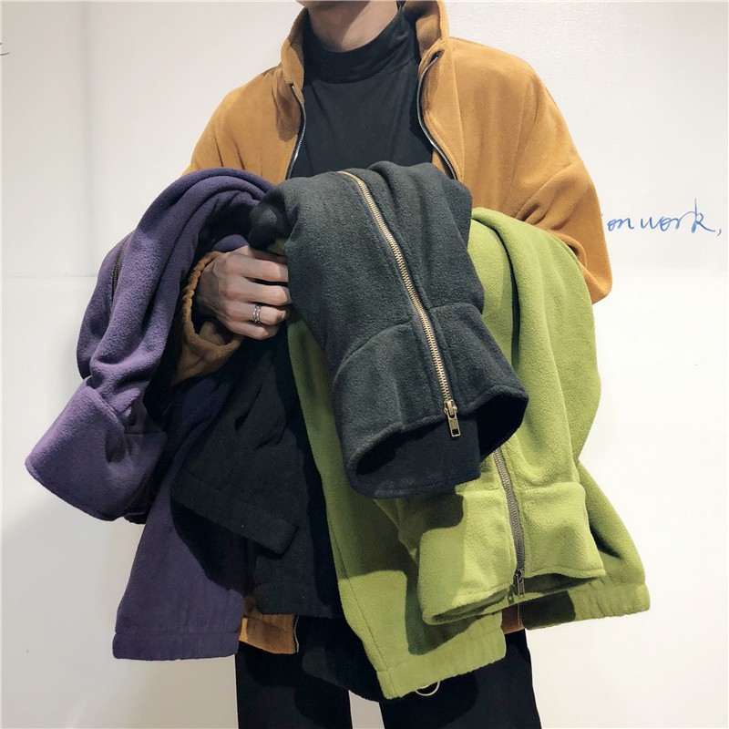 (ORDER) Áo khoác nỉ da lộn cổ cao đứng Unisex Ulzzang Hàn Quốc Nam/Nữ