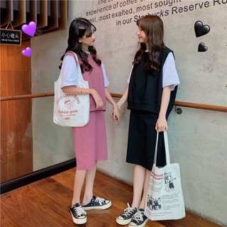 Túi tote ulzzang phối đen trắng (có sẵn)