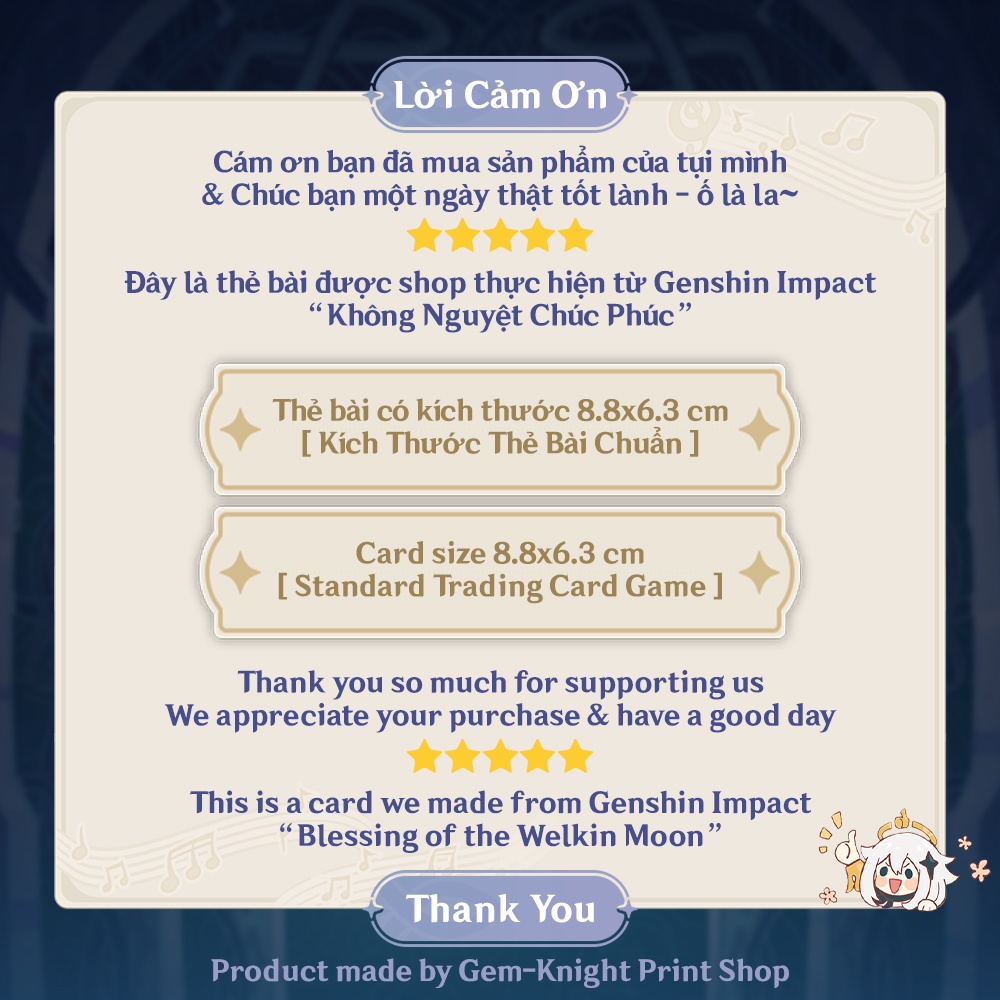 Genshin Impact - Không Nguyệt Chúc Phúc / Blessing of the Welkin Moon Rainbow Foil