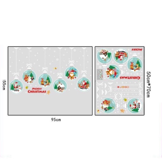 Decal Hít Tĩnh Điện dán Noel - Rèm Pha Lê Xanh Biển hoạ tiết