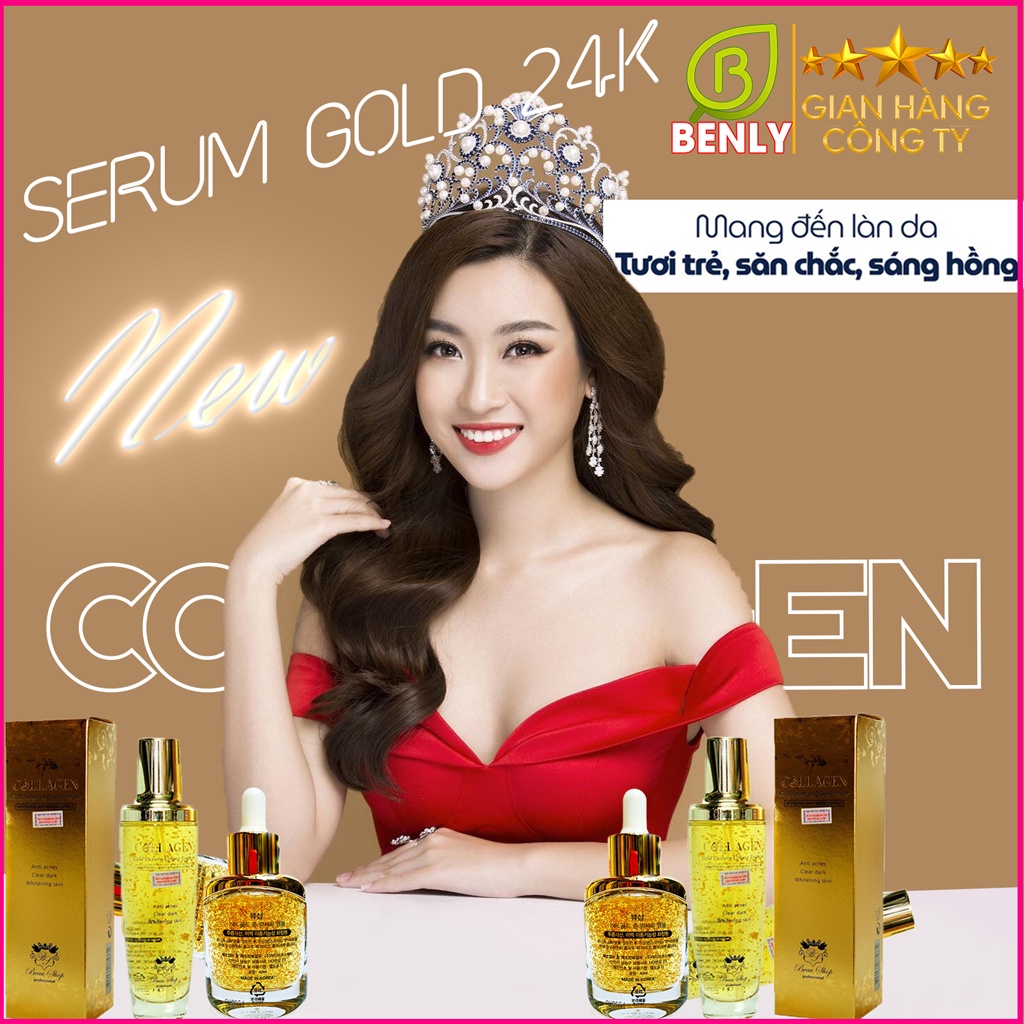 Tinh chất vàng 24k trắng da và ngăn ngừa mụn - collagen Beau Shop -24k Gold Zone Luxury Ampoule- Collagen Gold Luxury