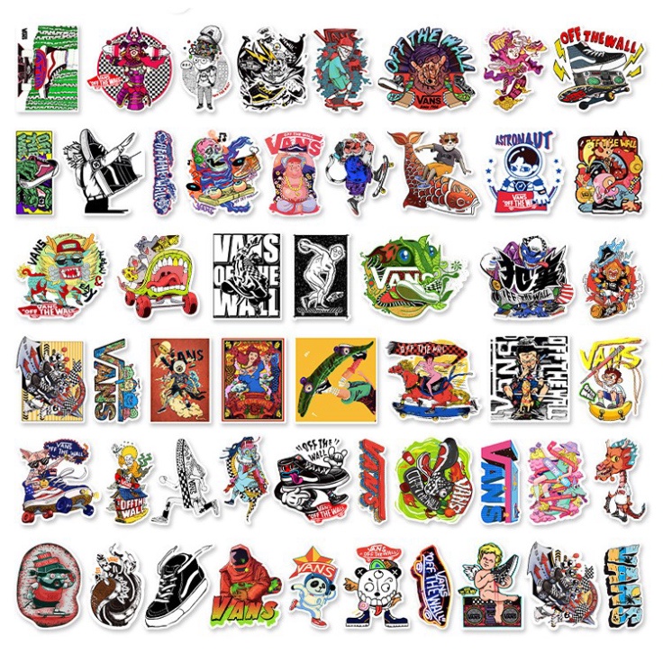 [Set 52 Cái] Sticker phong cách đường phố, hiphop, graffiti dán trang trí laptop, mũ bảo hiểm, vali, xe tay ga - MP.008