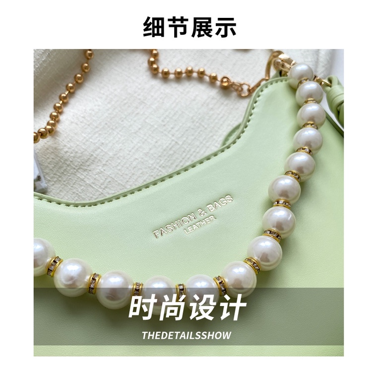 Túi Đeo JASMIN NOIR Chéo Vai Bằng Da PU Đính Ngọc Trai Giả Thời Trang Dành Cho Nữ