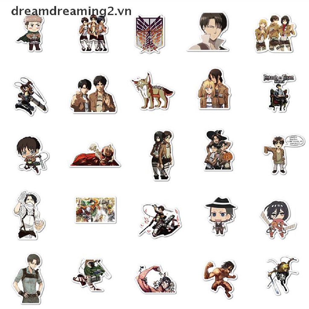Bộ 100 Miếng Dán Hoạt Hình Attack On Titan Trang Trí laptop / Chống Thấm Nước