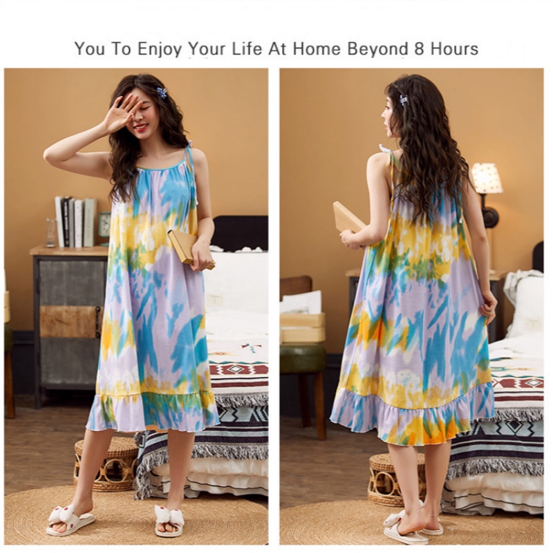 Đầm Ngủ Cotton Không Tay Dáng Rộng Dành Cho Nữ